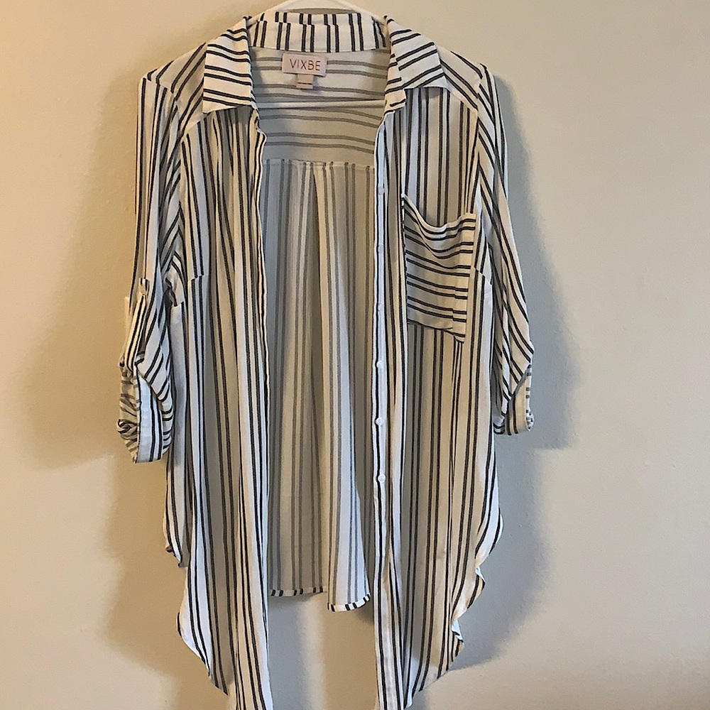 STRIPED SHIRT WITH TIE IN FRONT